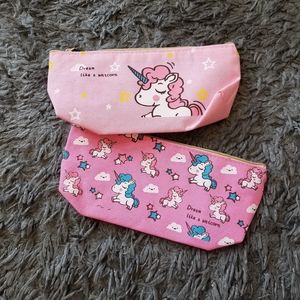 Girls Pink unicorn pencil pouches-